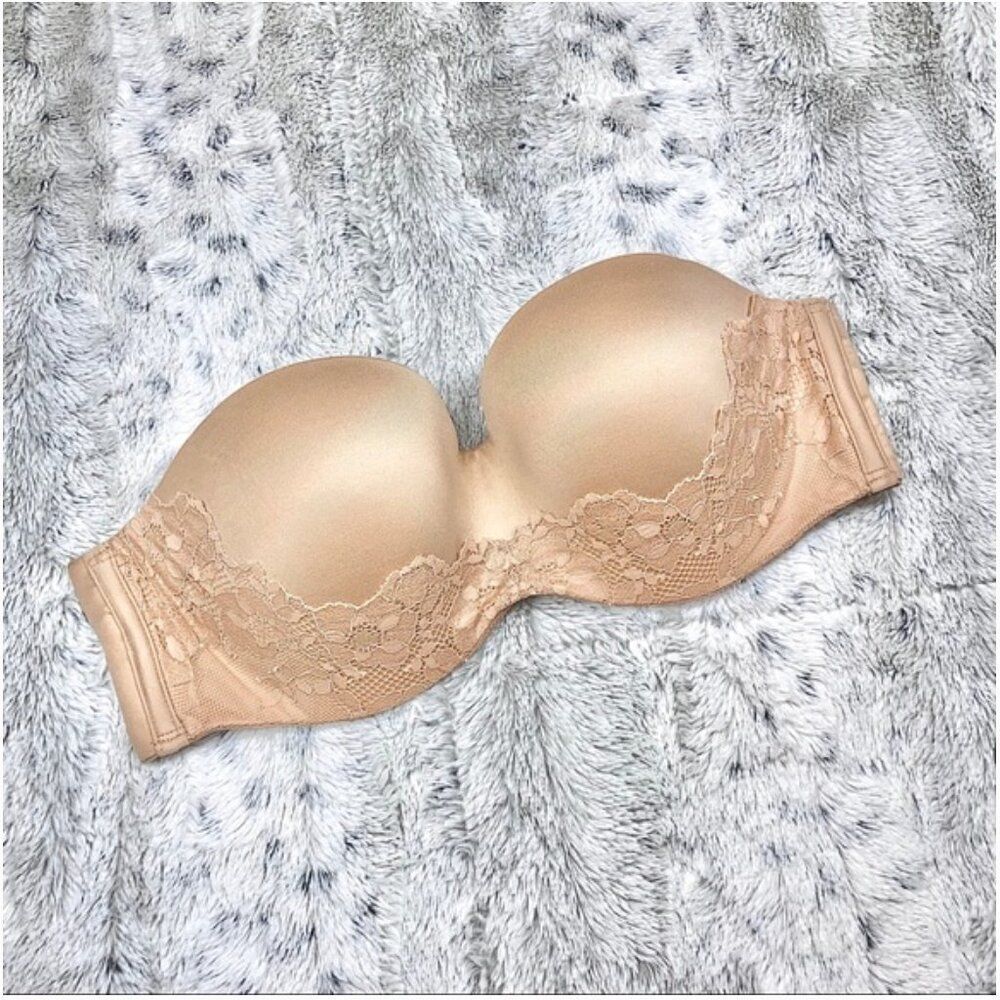 💖Victoria’s Secret Body By Victoria Strapless Bra in NUDE, Size: 34D